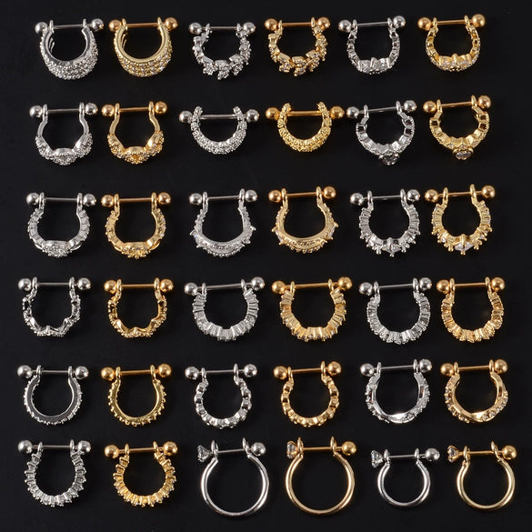 Wholesale Earrings Stainless Steel Copper Inlaid Zircon Leaf Heartshaped Fashionable