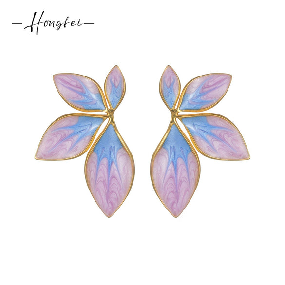 Wholesale Earrings Stainless Steel Dripping Oil Flowers Style For Ladies