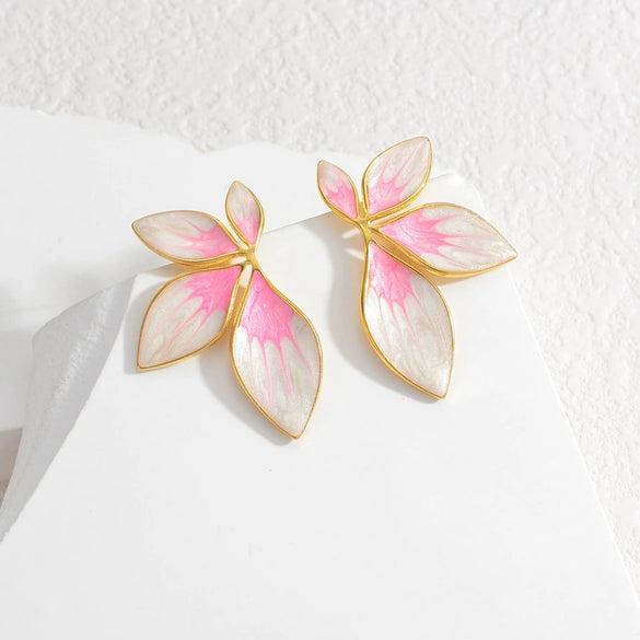Wholesale Earrings Stainless Steel Dripping Oil Flowers Style For Ladies