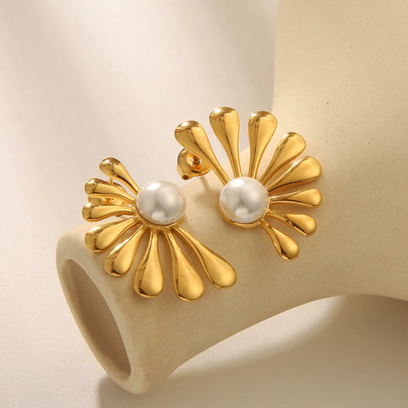 Wholesale Earrings Stainless Steel Flower Geometric Electroplating For Women