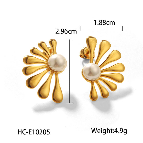 Wholesale Earrings Stainless Steel Flower Geometric Electroplating For Women