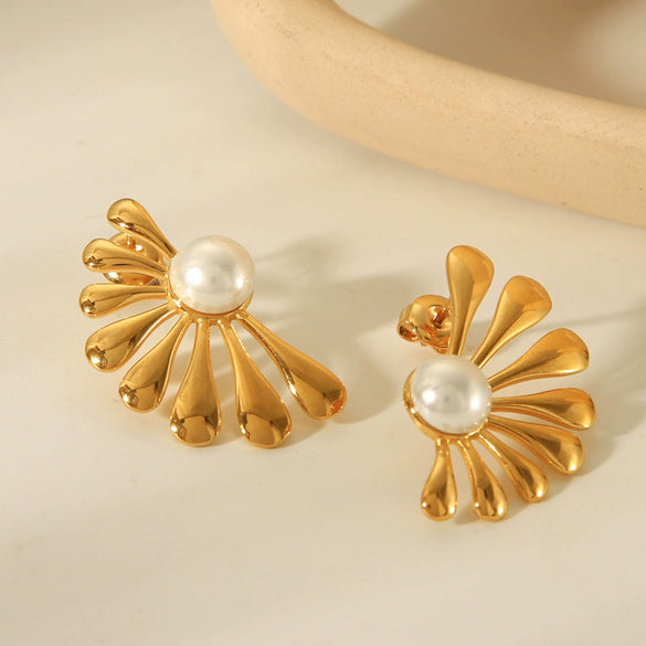 Wholesale Earrings Stainless Steel Flower Geometric Electroplating For Women