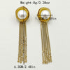 Wholesale Earrings Stainless Steel French Retro Light Luxury Pearl Tassel Geometric Electroplated