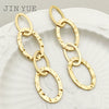 Wholesale Earrings Stainless Steel French Retro Oval Stitching Tassel 14K Gold Plated