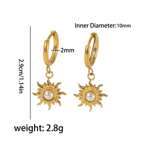 Wholesale Earrings Stainless Steel French Retro Style Inlaid Natural Stone Electroplated For Women