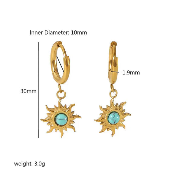 Wholesale Earrings Stainless Steel French Retro Style Inlaid Natural Stone Electroplated For Women