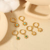 Wholesale Earrings Stainless Steel French Retro Style Inlaid Natural Stone Electroplated For Women