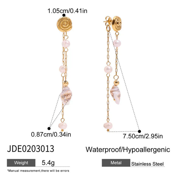Wholesale Earrings Stainless Steel Freshwater Pearl Geometric Electroplated Light Luxury Minimalist Original Design Women's