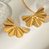 Wholesale Earrings Stainless Steel Geometric And Flower Retro Style Electroplated