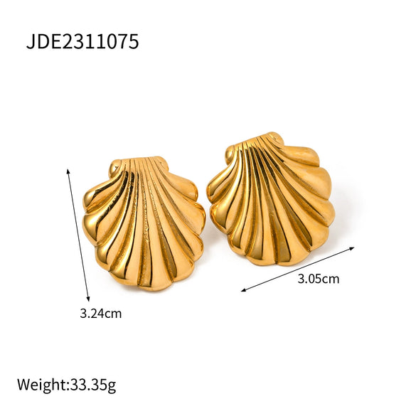 Wholesale Earrings Stainless Steel Geometric Antique Fan Shell Electroplated Original Design