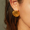 Wholesale Earrings Stainless Steel Geometric Antique Fan Shell Electroplated Original Design