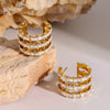 Wholesale Earrings Stainless Steel Geometric Cshaped Electroplated Zircon