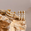 Wholesale Earrings Stainless Steel Geometric Cshaped Electroplated Zircon