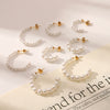 Wholesale Earrings Stainless Steel Geometric Cshaped Imitation Pearl Set With Pearls Vacuum Plated For Women