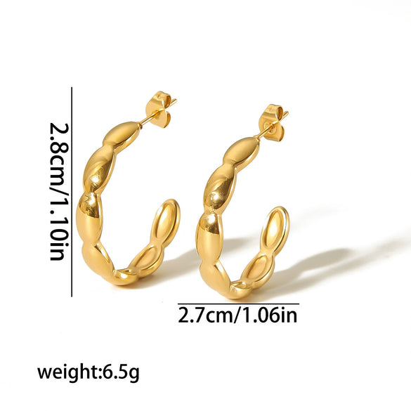 Wholesale Earrings Stainless Steel Geometric Cshaped 18K Goldplated For Women