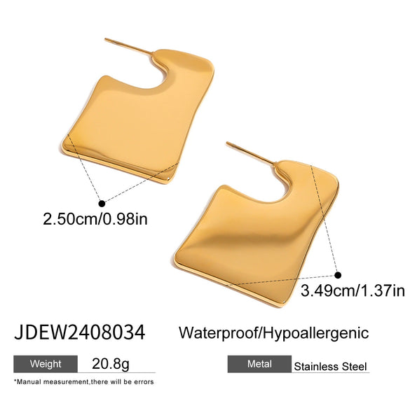 Wholesale Earrings Stainless Steel Geometric Electroplating Simple Large Smooth Irregular Design