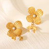 Wholesale Earrings Stainless Steel Geometric Flower Electroplated For Women