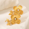 Wholesale Earrings Stainless Steel Geometric Flower Electroplated For Women