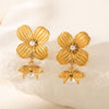 Wholesale Earrings Stainless Steel Geometric Flower Electroplated For Women