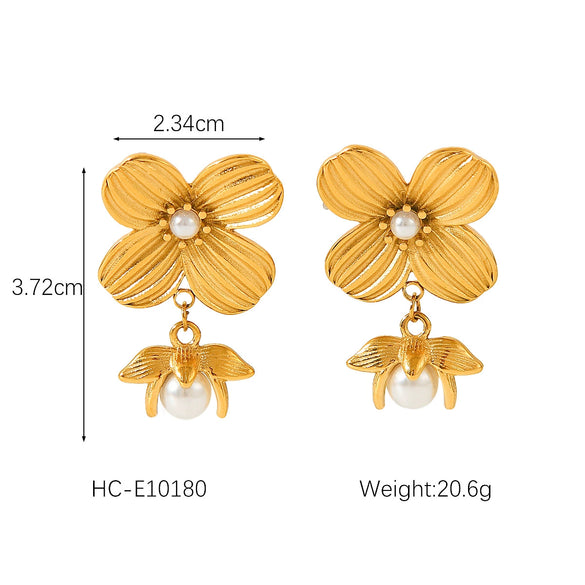 Wholesale Earrings Stainless Steel Geometric Flower Electroplated For Women