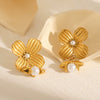 Wholesale Earrings Stainless Steel Geometric Flower Electroplated For Women