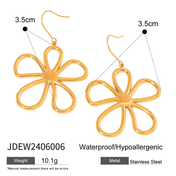 Wholesale Earrings Stainless Steel Geometric Flower Electroplated French Retro Classic Style