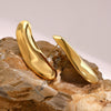 Wholesale Earrings Stainless Steel Geometric French Retro Asymmetric Bump Hammer Electroplated