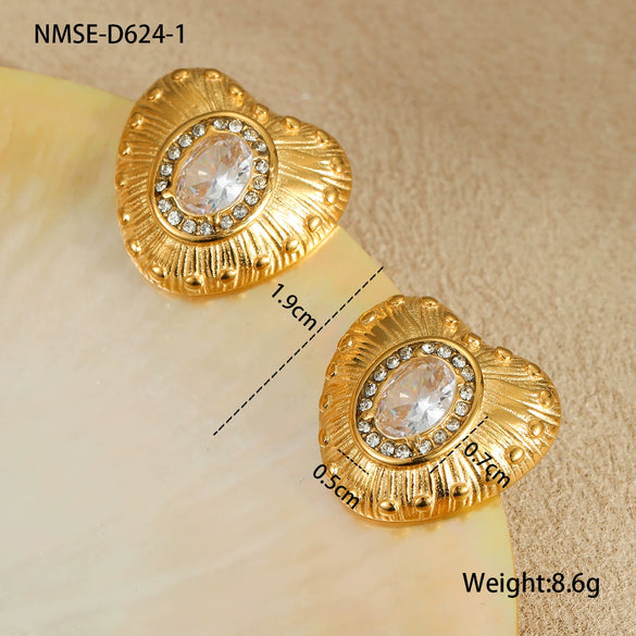 Wholesale Earrings Stainless Steel Geometric Heart Shape Electroplated Fashion Style