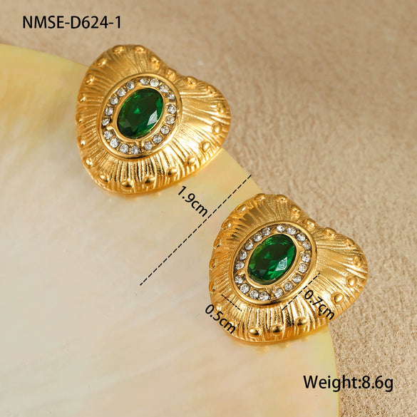 Wholesale Earrings Stainless Steel Geometric Heart Shape Electroplated Fashion Style