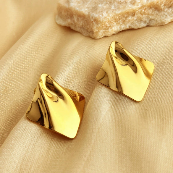 Wholesale Earrings Stainless Steel Geometric Heart Shape Hammer Pattern Electroplated For Women And Couple Style