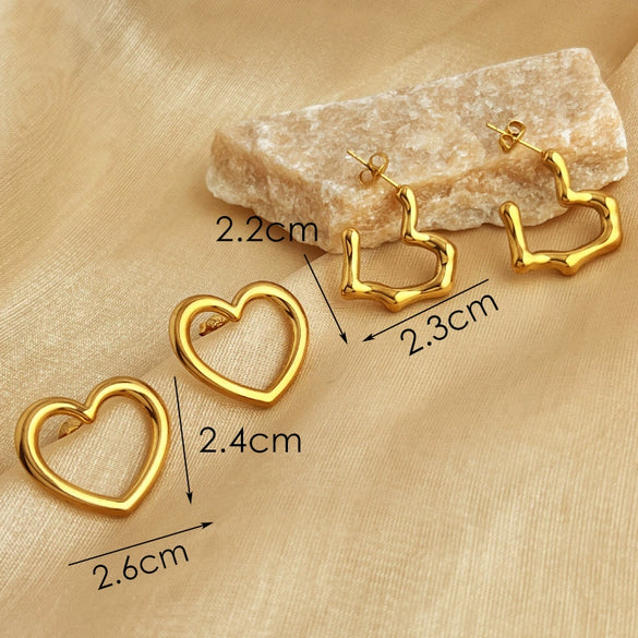Wholesale Earrings Stainless Steel Geometric Heart Shaped Electroplated