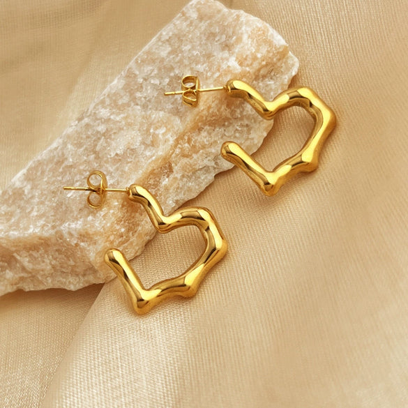Wholesale Earrings Stainless Steel Geometric Heart Shaped Electroplated