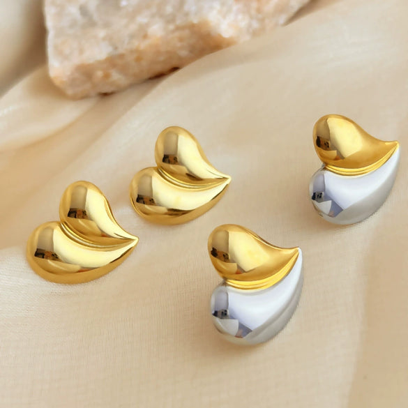 Wholesale Earrings Stainless Steel Geometric Heart Style Electroplating For Women