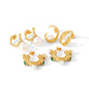 Wholesale Earrings Stainless Steel Geometric Inlaid Pearl Asymmetrical Electroplated For Women Light Luxury Style