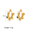 Wholesale Earrings Stainless Steel Geometric Inlaid Pearl Asymmetrical Electroplated For Women Light Luxury Style