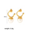 Wholesale Earrings Stainless Steel Geometric Inlaid Pearl Asymmetrical Electroplated For Women Light Luxury Style