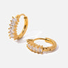 Wholesale Earrings Stainless Steel Geometric Inlaid Zircon Retro Simple Fashion