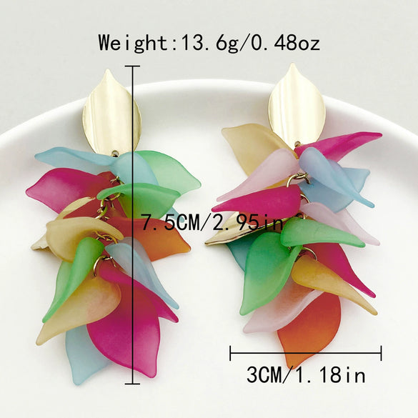 Wholesale Earrings Stainless Steel Geometric Irregular Petal Tassel Flower Acrylic Electroplating For Women