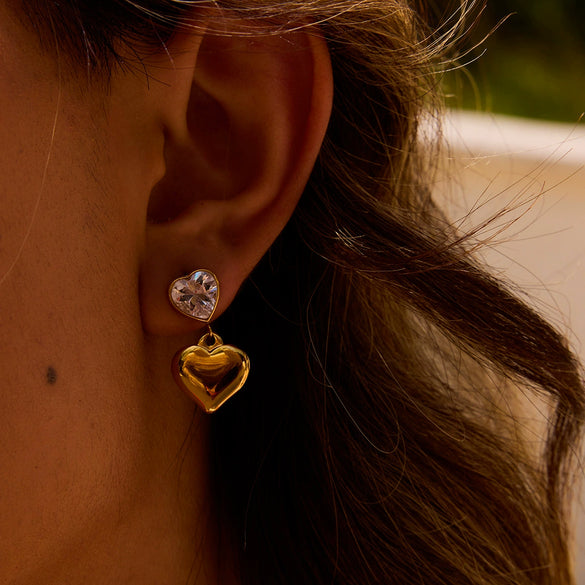 Wholesale Earrings Stainless Steel Geometric 18K Gold Plated Love Pendant