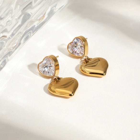 Wholesale Earrings Stainless Steel Geometric 18K Gold Plated Love Pendant