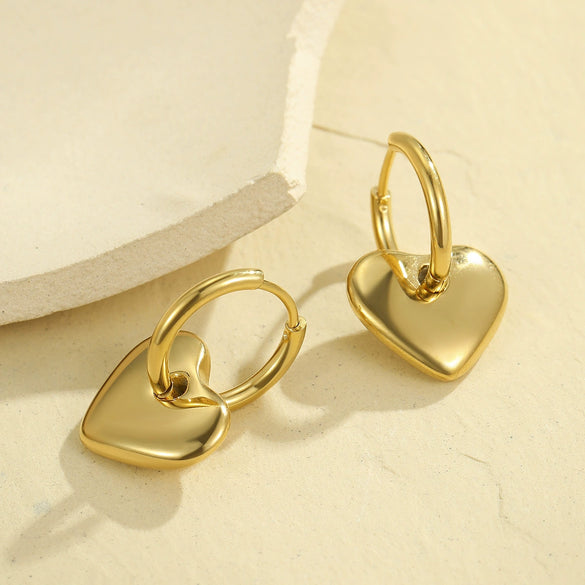 Wholesale Earrings Stainless Steel Geometric Love Heartshaped Electroplating Light Luxury Niche Allmatch Fashion Women's