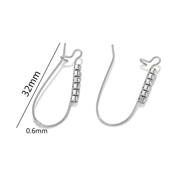 Wholesale Earrings Stainless Steel Geometric Love Rhinestone Electroplated Jewelry Accessories
