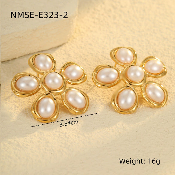 Wholesale Earrings Stainless Steel Geometric Pattern Electroplated Light Luxury Women's