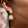 Wholesale Earrings Stainless Steel Geometric Pearl Electroplated Niche Design Light Luxury