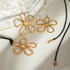 Wholesale Earrings Stainless Steel Geometric Plants And Flowers Style Electroplated Jewelry For Women