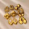 Wholesale Earrings Stainless Steel Geometric Retro Glossy Exaggerated Gold Electroplated