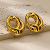 Wholesale Earrings Stainless Steel Geometric Retro Glossy Exaggerated Gold Electroplated