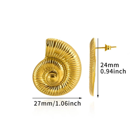 Wholesale Earrings Stainless Steel Geometric Retro Glossy Exaggerated Gold Electroplated