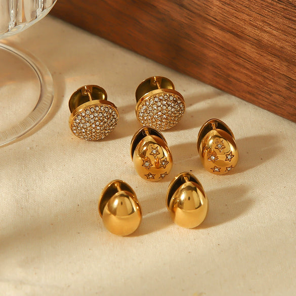Wholesale Earrings Stainless Steel Geometric Simple Retro Electroplated For Women