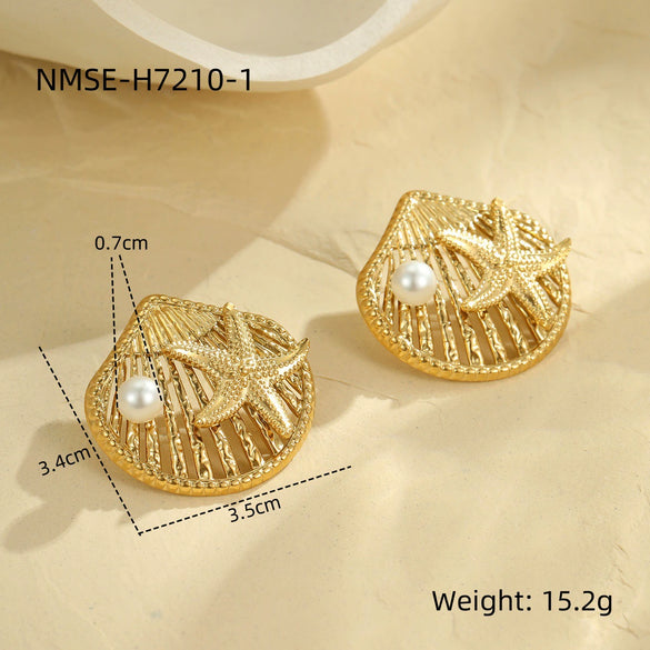 Wholesale Earrings Stainless Steel Geometric Starfish Electroplated For Women
